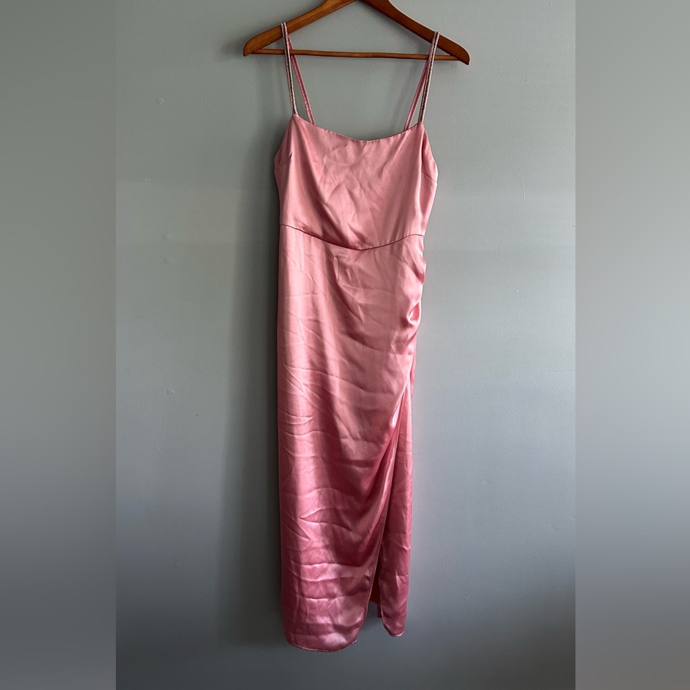 Zara Satin Slip Dress in Rose Pink